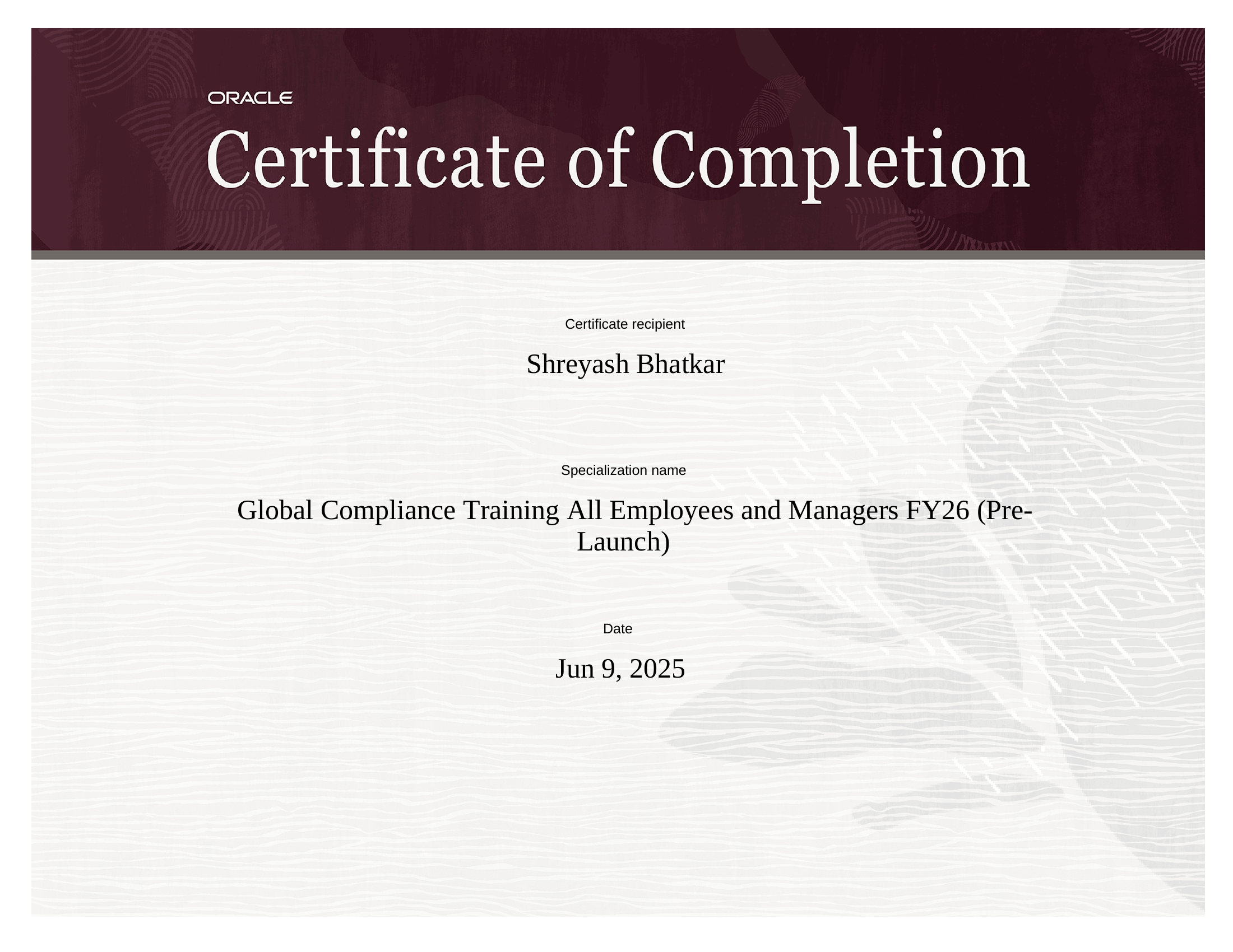 Global Compliance Training — FY26